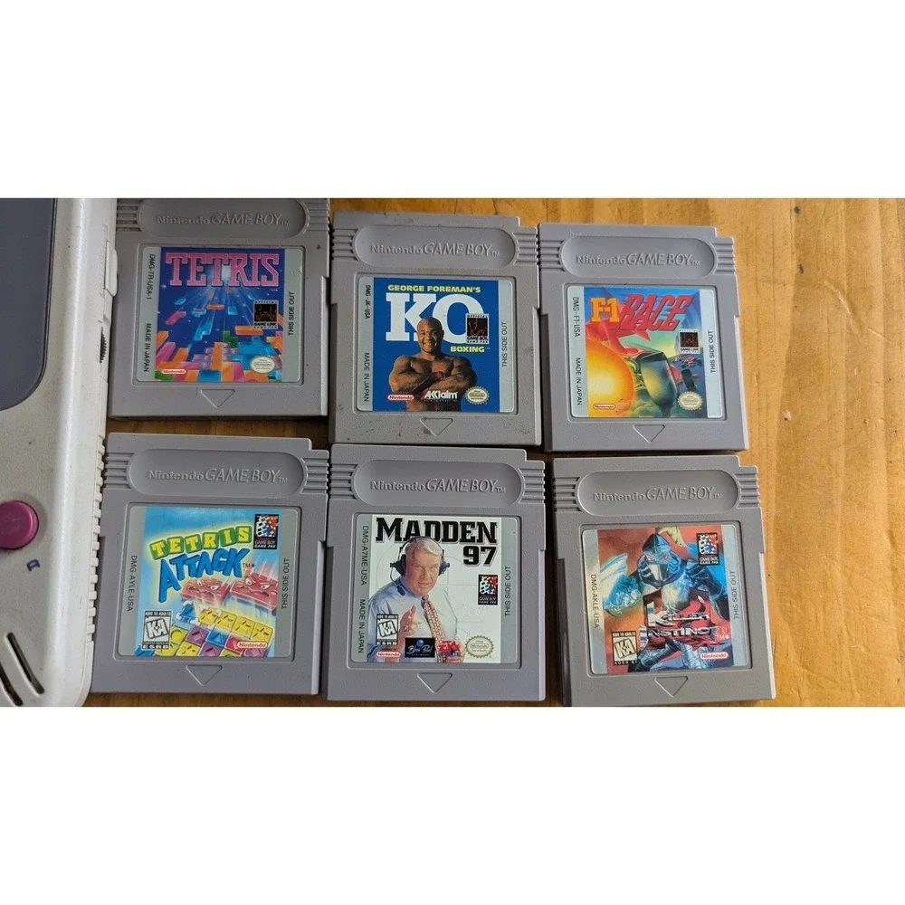 Original‎ Nintendo Game Boy DMG-01 Console Bundle 6 Games, Carrying Bag